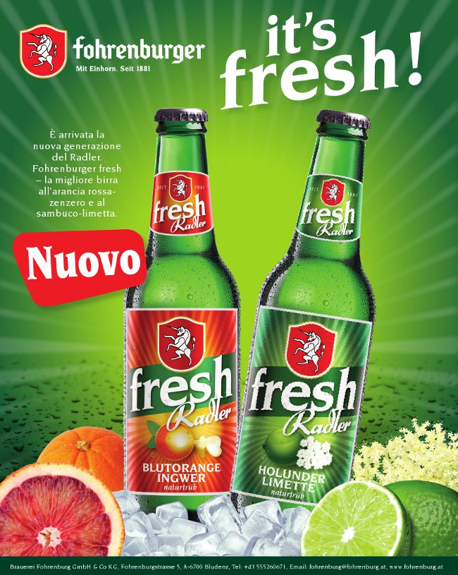 Fresh Radler pagina pubblicitaria fohrenburge